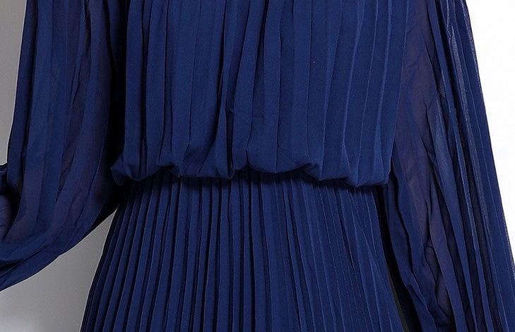 Midnight Majesty Embroidered Pleated Gown