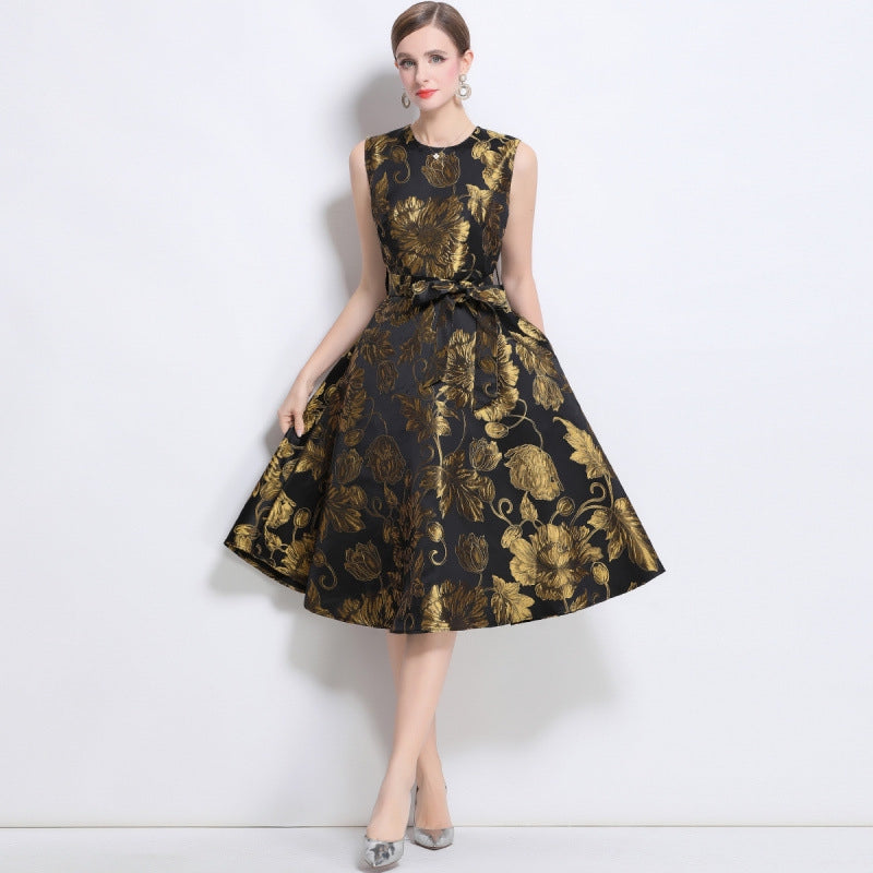 Gilded Bloom Cocktail Dress - 904078506401_GOLD