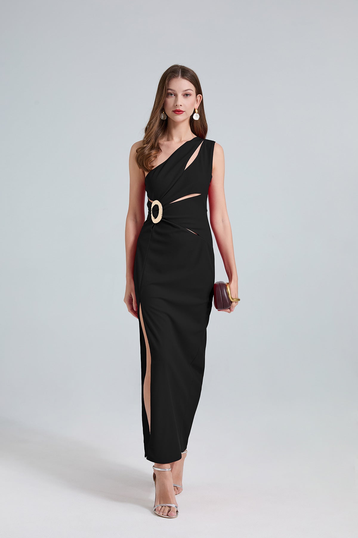 Elegant One-Shoulder Cutout Gown