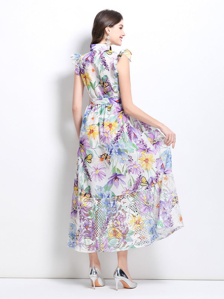 Floral High-Neck Maxi Dress