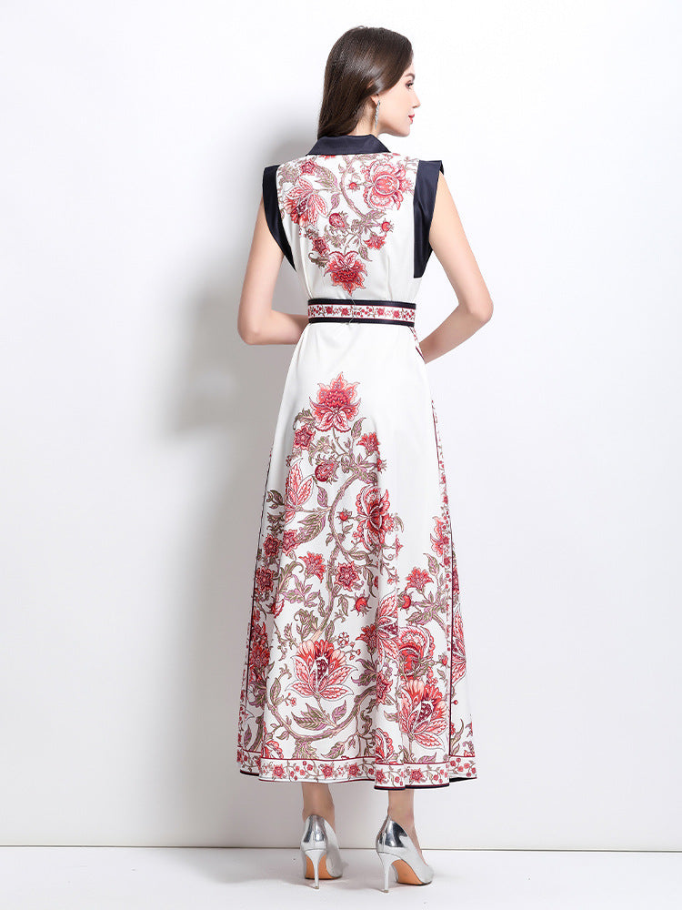 Elegant Floral Button-Down Maxi Dress