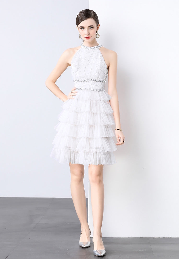 Crystal Frost Tiered Tulle Party Dress