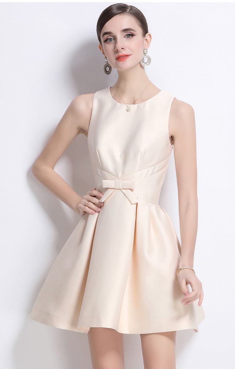 Sleeveless Bow Detail Fit & Flare Mini Dress - Ivory