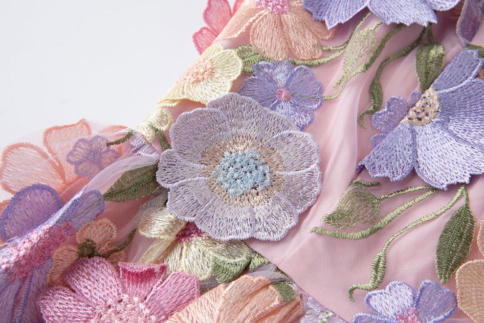 Petal Whisper Strapless Embroidered Dress - 912071976607_PINK