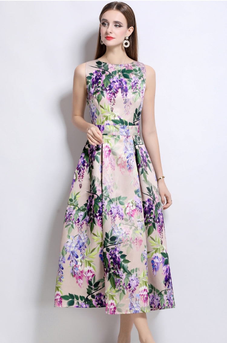 Lavender Cascade Floral Dress