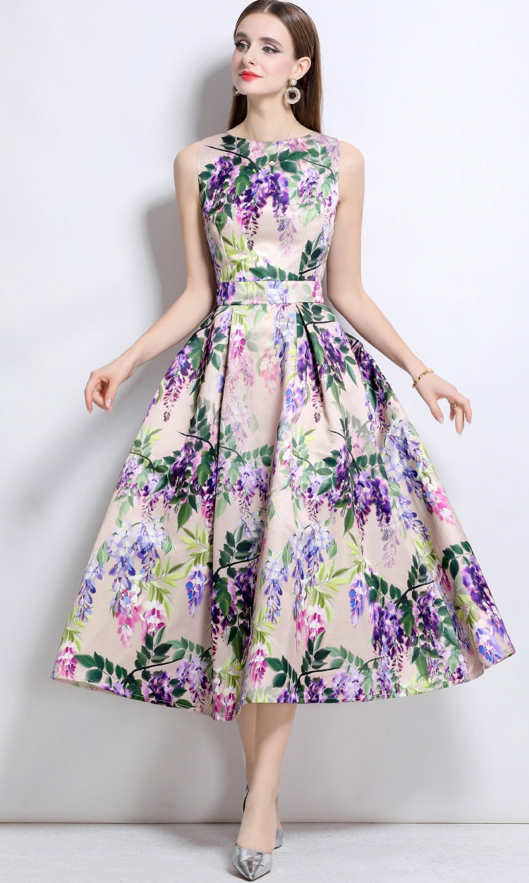 Lavender Cascade Floral Dress