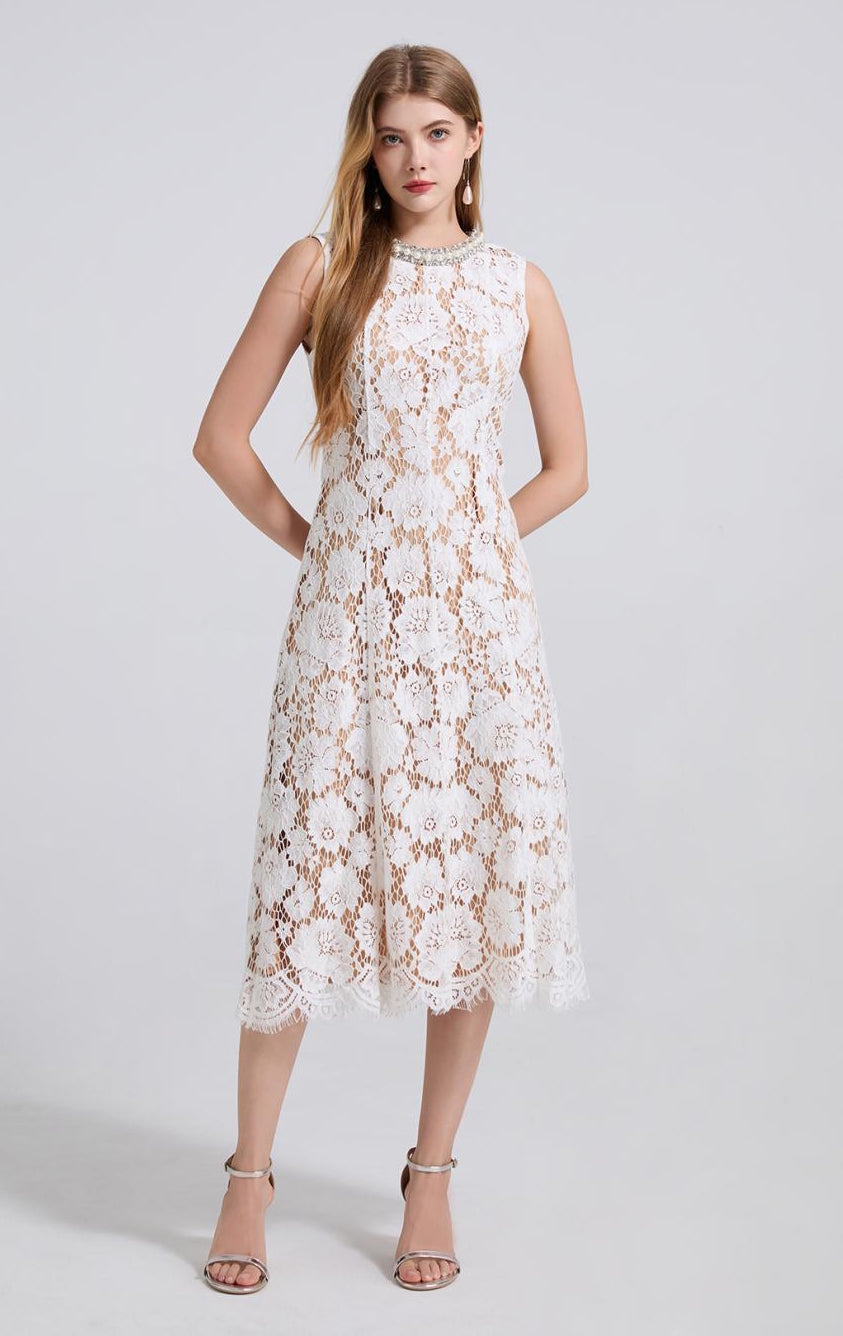 Elegance Bloom Midi Dress - 915910428490_APRICOT