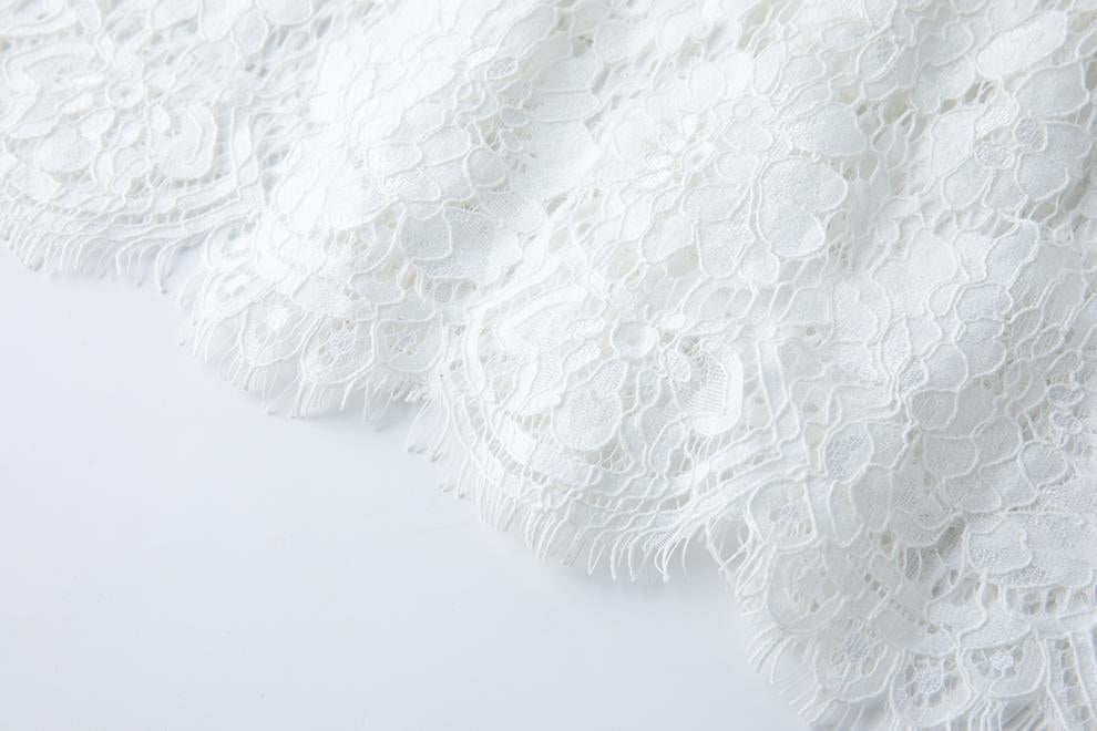 Elegance Pearl Trimmed Lace Midi Dress