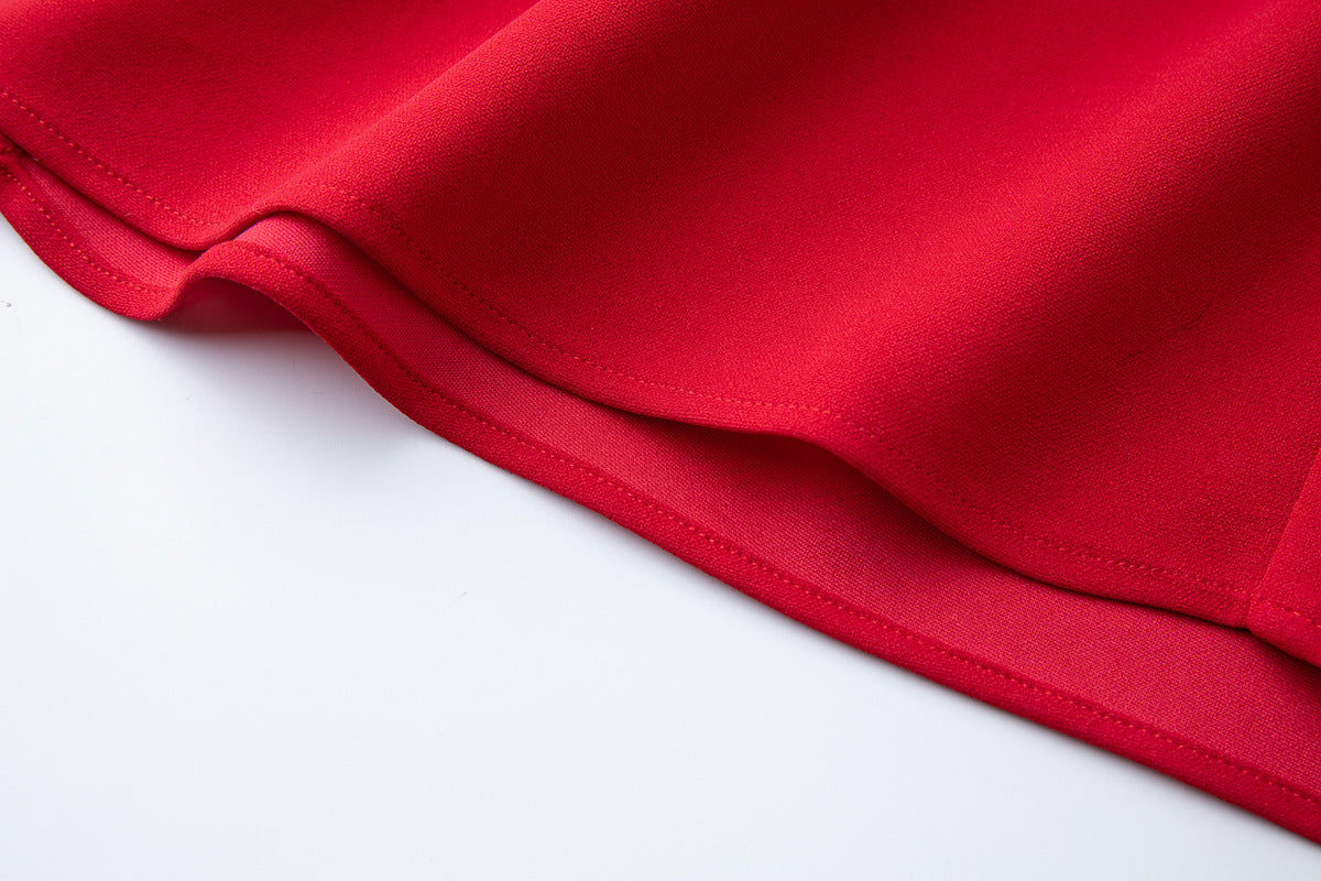 Red One-Shoulder Cutout Gown