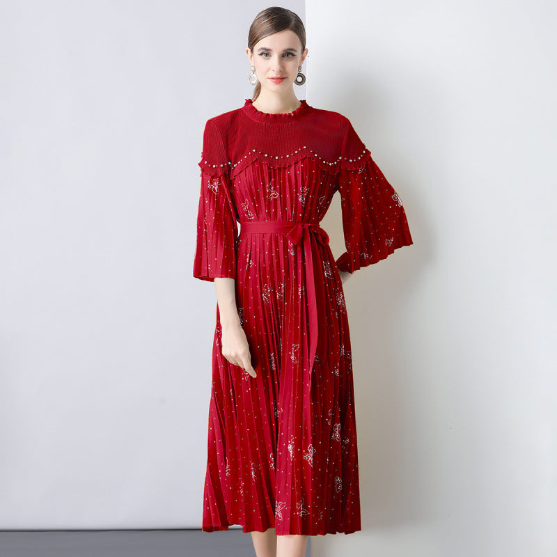 Crimson Grace Pleated Dress