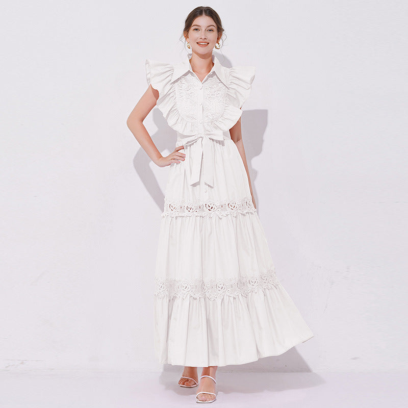 Grace Ruffle Embroidered Maxi Dress