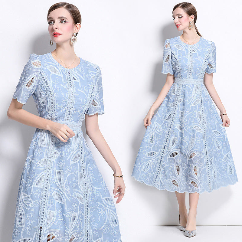 Bluebell Elegance Embroidered Midi Dress