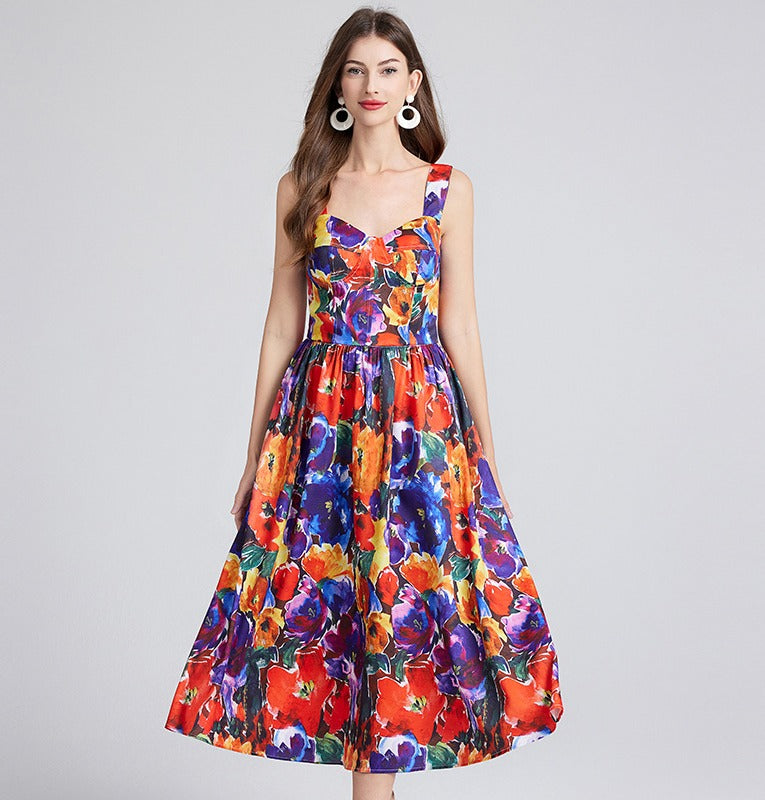 Radiant Garden Burst Midi Dress