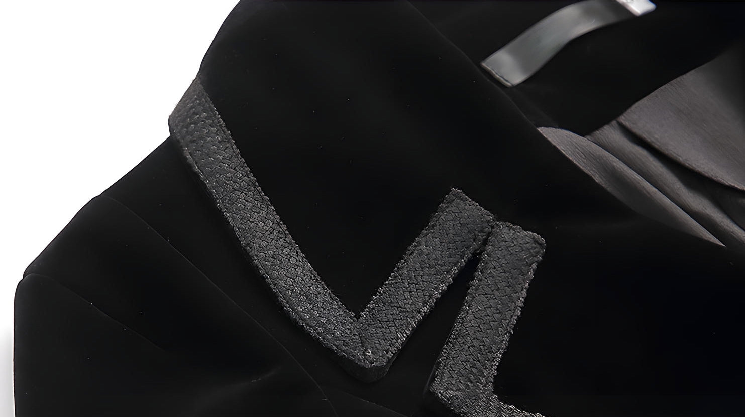 Statement Black Velvet Overcoat with Grand Lapels and Pocket- 606995540252_BLA