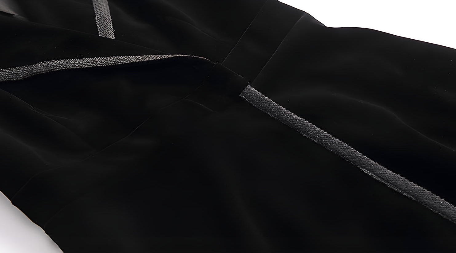 Statement Black Velvet Overcoat with Grand Lapels and Pocket- 606995540252_BLA