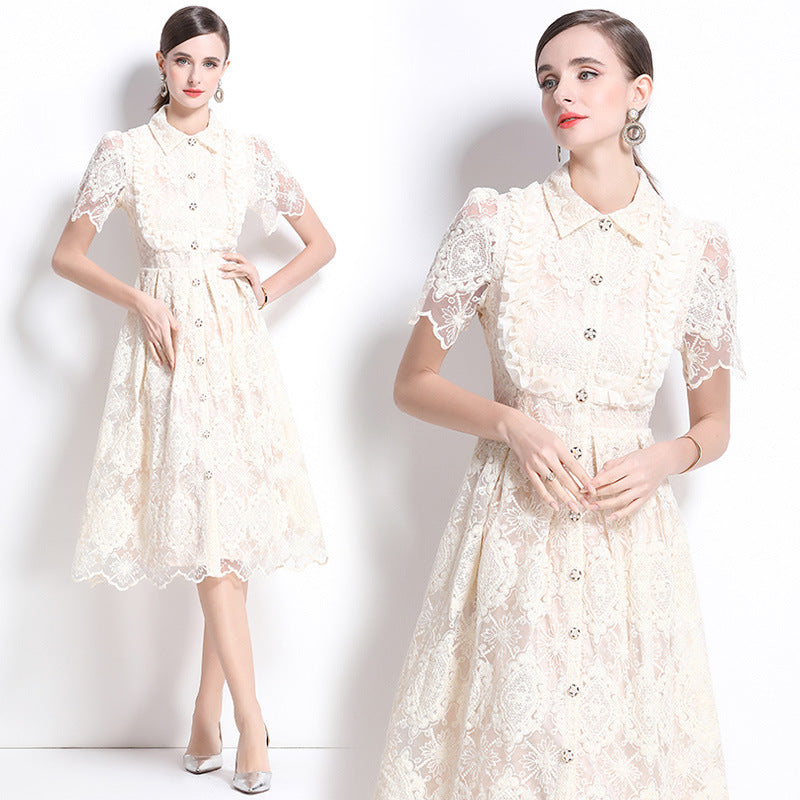 Elegant Vintage Lace Midi Dress