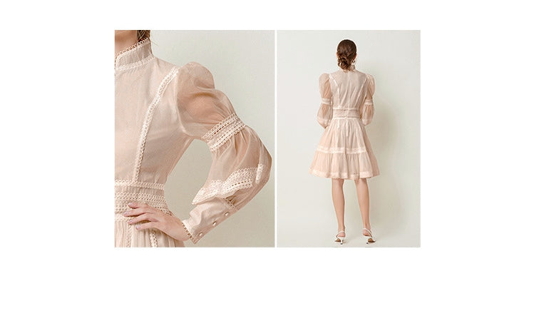 Lace Cascade Short Dress - 843851263446_APRICOT