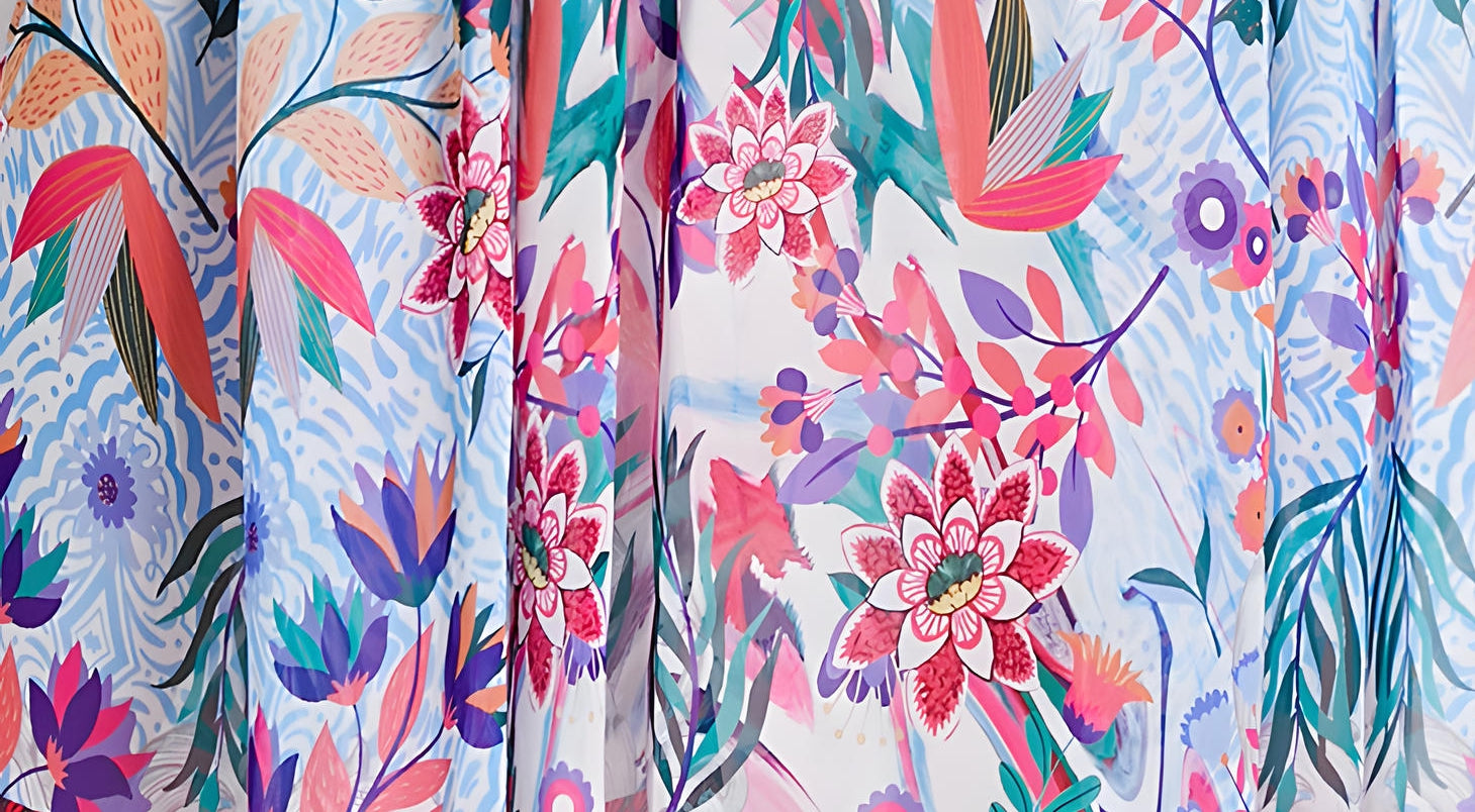 Printed Chiffon Plunging V - Neckline Elasticated Waist Front Split Long Dress - NRJ-720#2494