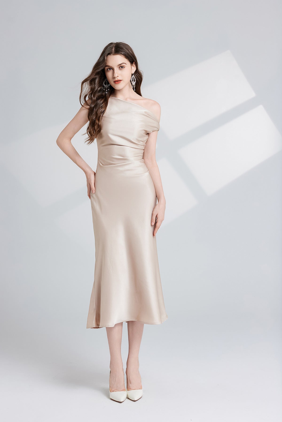 Moonlit Glow Satin Bodyfit Dress