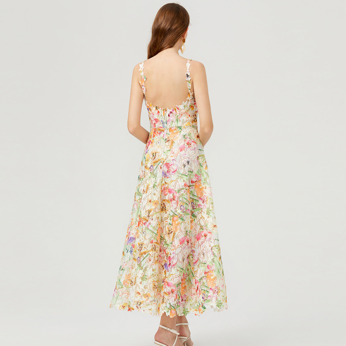 French Lace Garden Apricot Beach Holiday Dress - 830698368753_APR