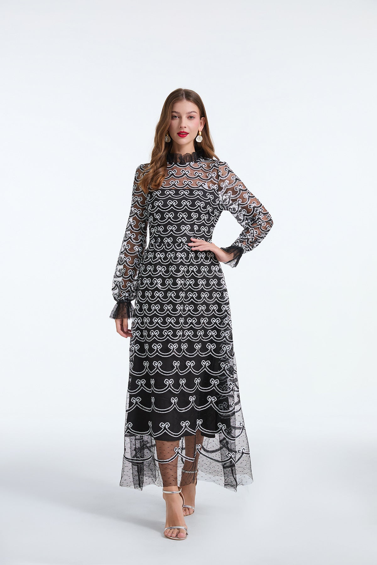 Eternal Spark Mesh and Sequin Dress - 852089082902_BLACK