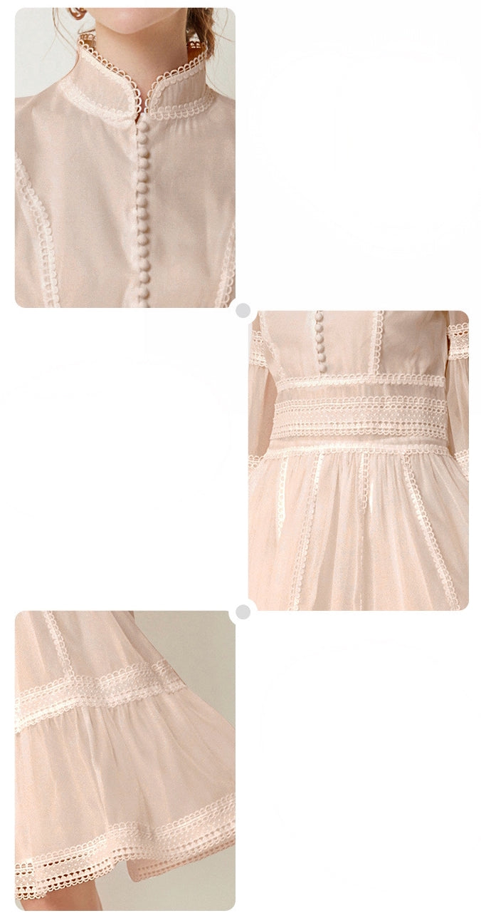 Lace Cascade Short Dress - 843851263446_APRICOT