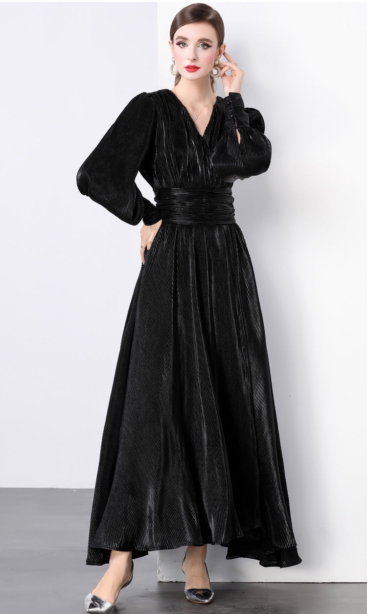 Midnight Luxe Micro-Pleat Gown - 833726665653_BLA