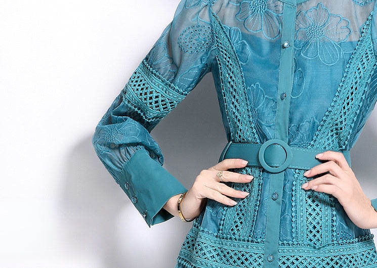 Lace Reverie Short Dress - 844681311005_PEACOCKBLUE