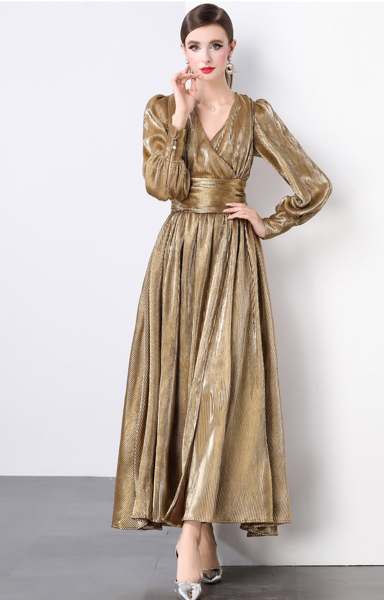 Golden Hour Micro-Pleat Gown - 833726665653_GOL