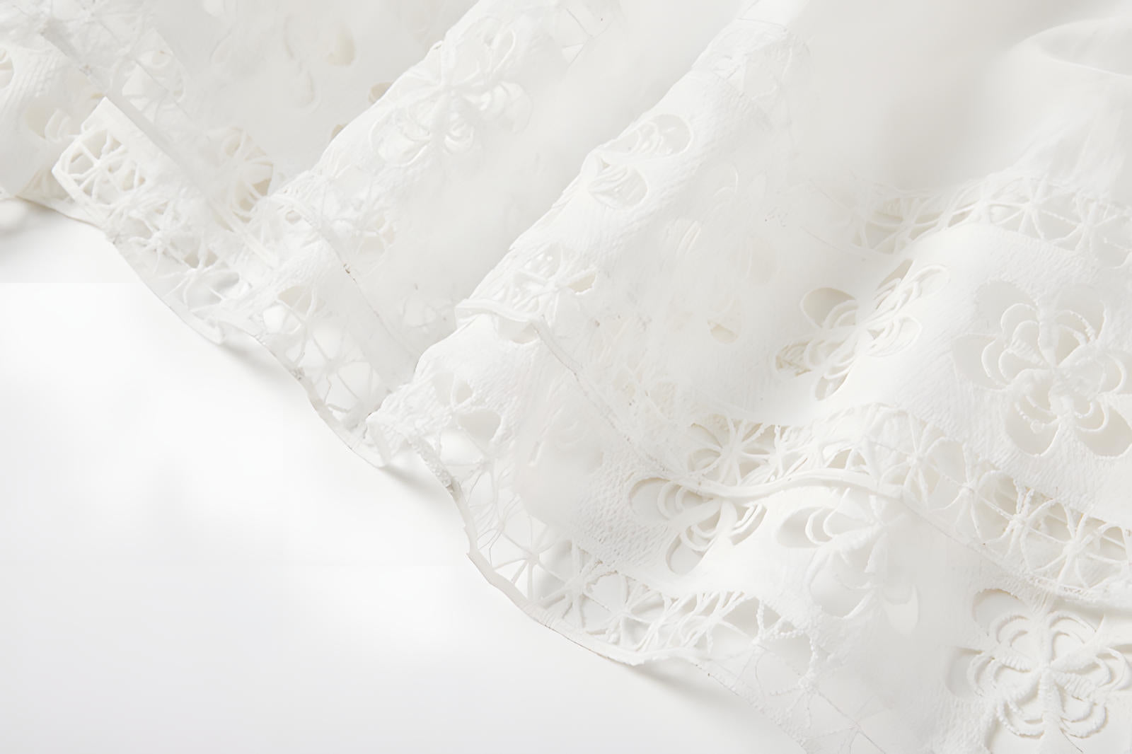 Summer Seaside Vacation French Lace White Long Dress - 812508106214_BAS