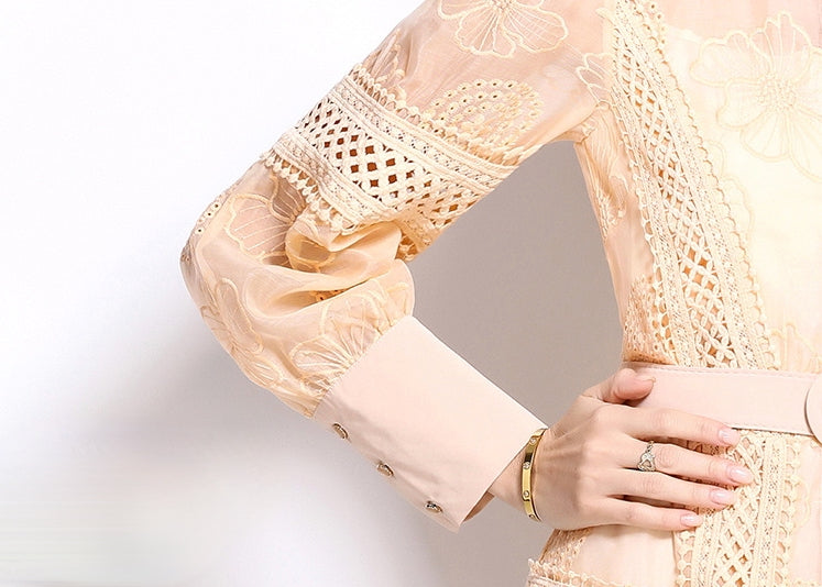 Delicate Weave Short Dress  - 844767082747_APRICOT