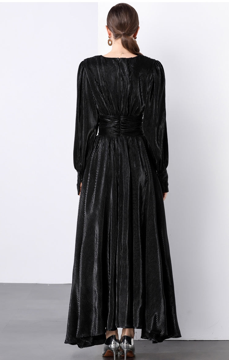 Midnight Luxe Micro-Pleat Gown - 833726665653_BLA