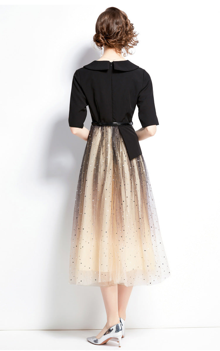 Sequin Mesh Skirt And Jacket Dress With Belt - 651839166381_BAS