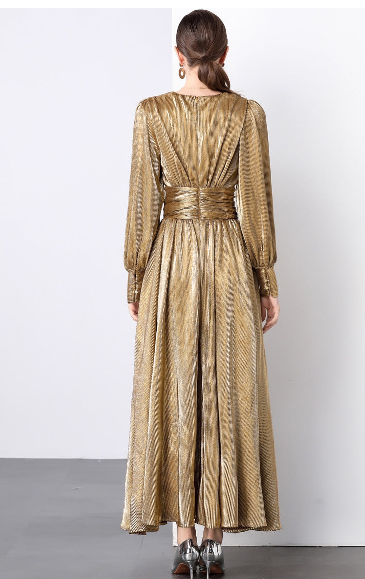 Golden Hour Micro-Pleat Gown - 833726665653_GOL