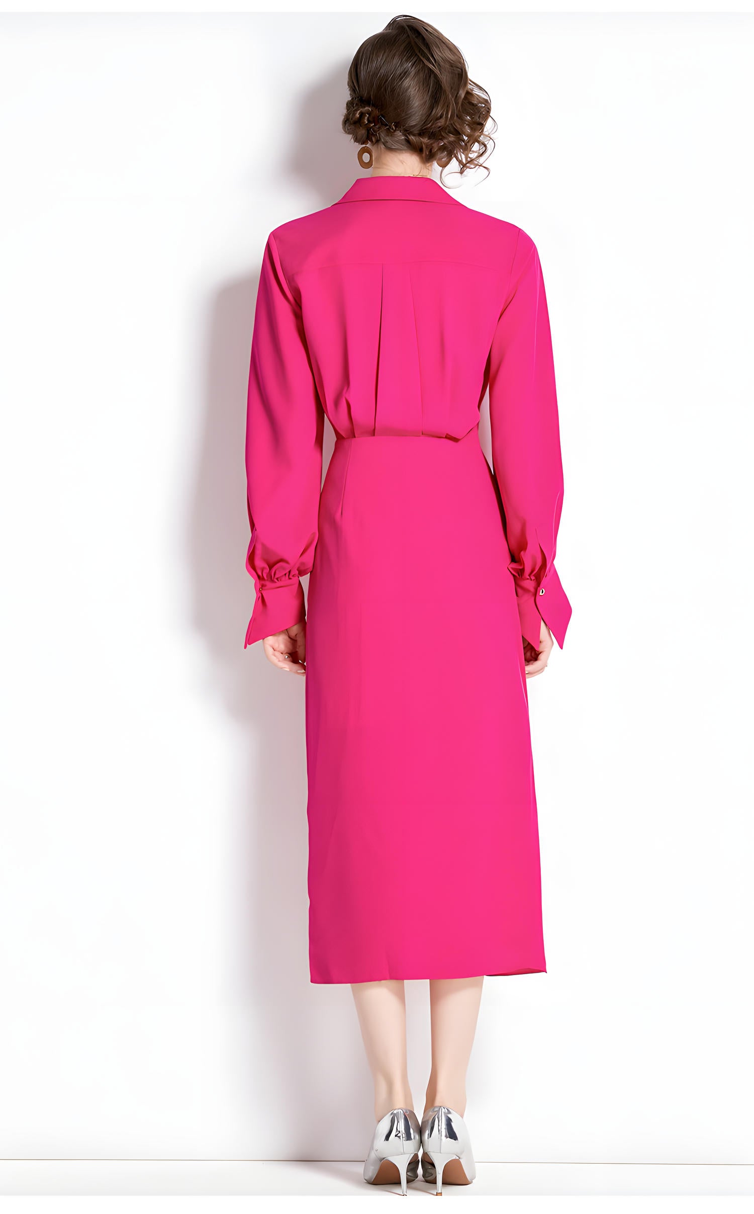 Full Sleeve Broad Cuffs Lapel Shirt Body-fit Dress - 755116865259_ROS