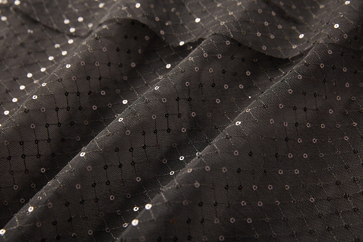 Houndstooth Noir Sequin Coat-Dress - 849998226262_BLACK