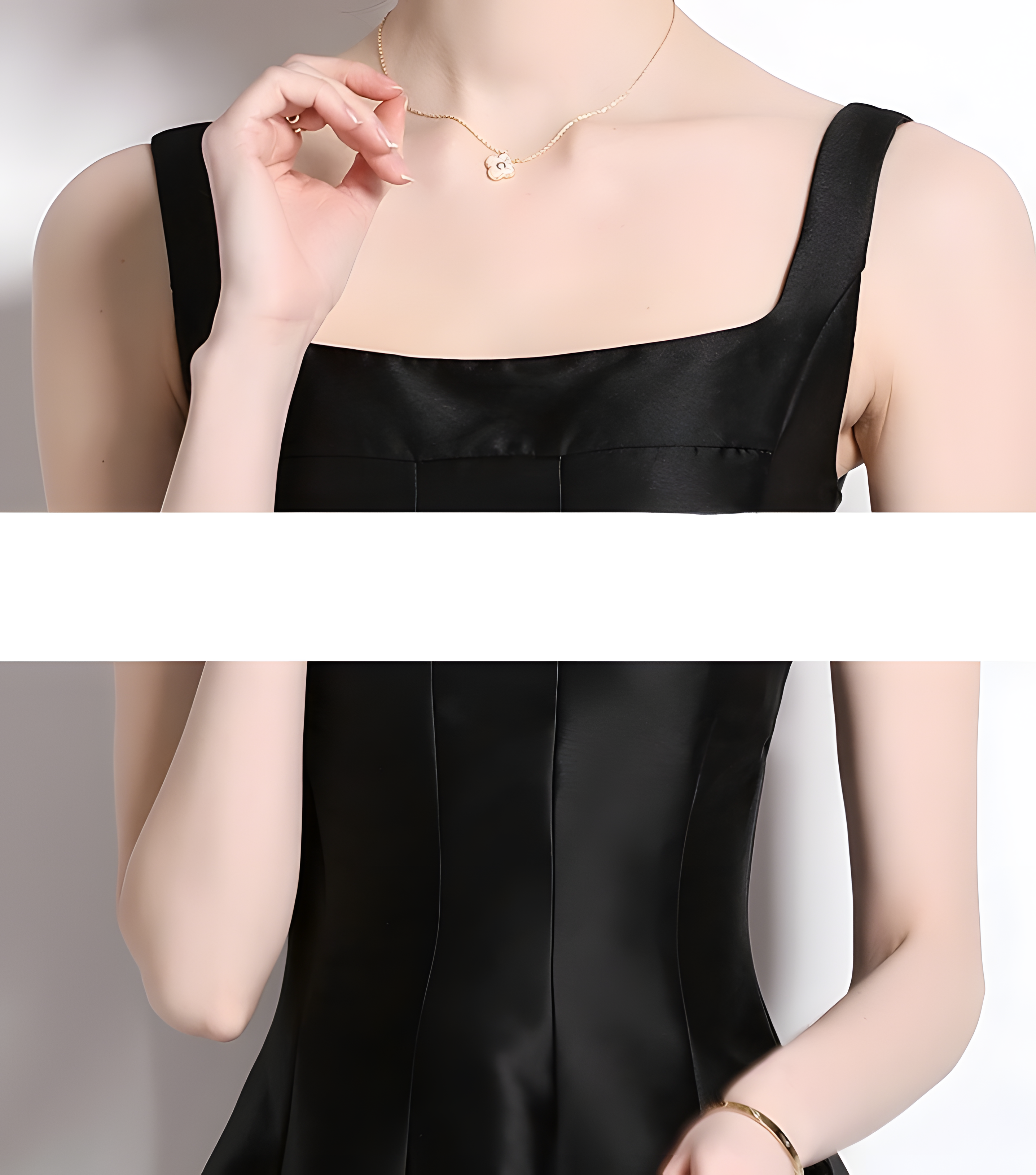 Retro Style Hepburn Skirt Fitted Vest Suspender Black Satin Dress - 709216290151_BAS (EOSS)