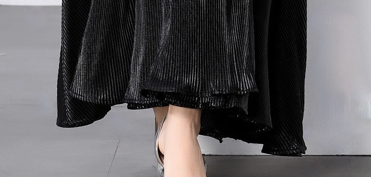 Midnight Luxe Micro-Pleat Gown - 833726665653_BLA