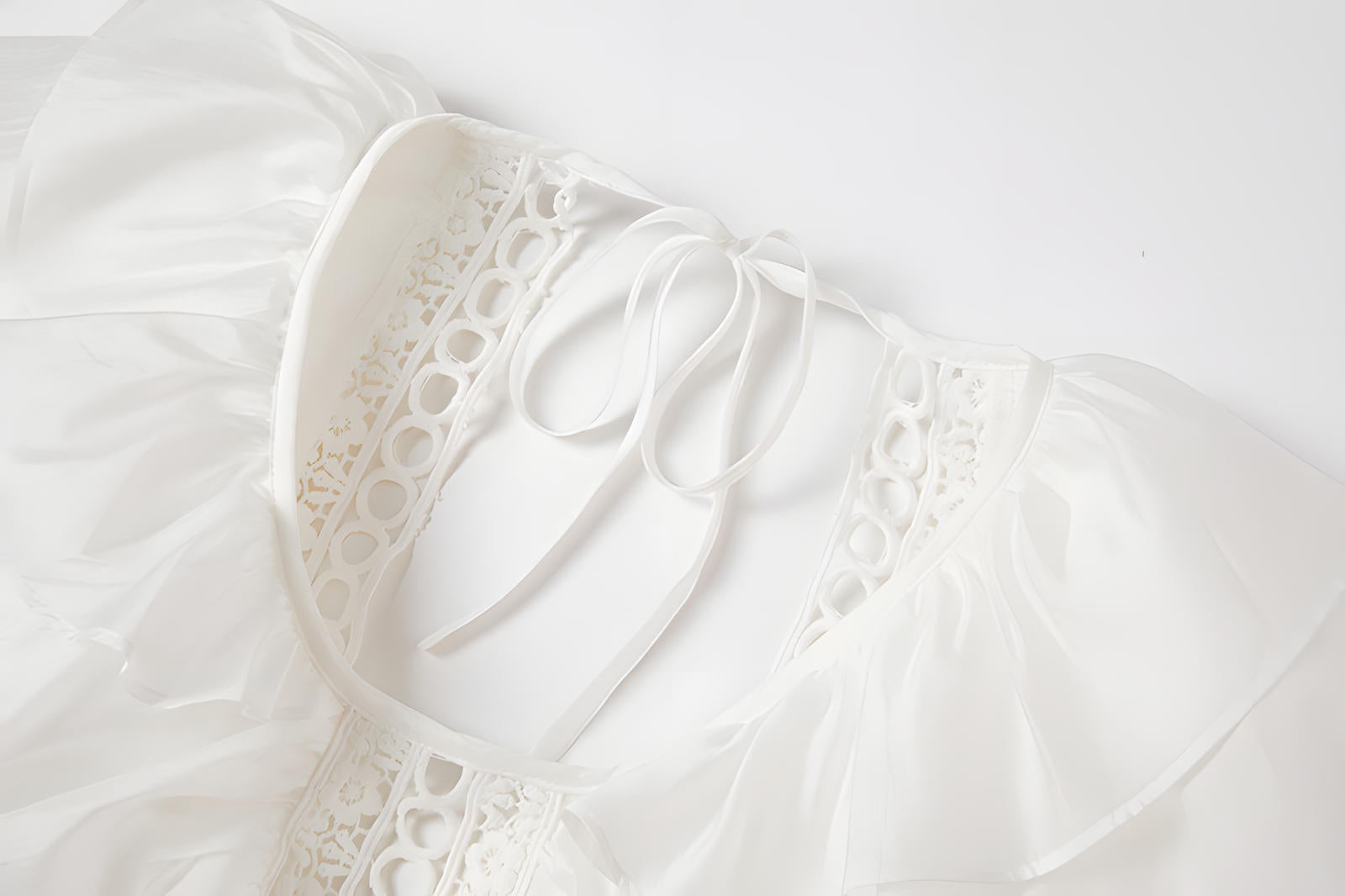 Summer Seaside Vacation French Lace White Long Dress - 812508106214_BAS