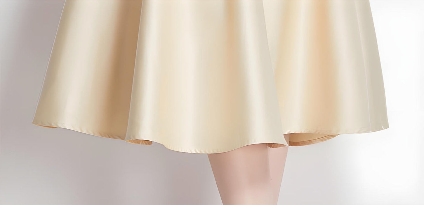 Princess Line Fitted Vest Apricot Sleeveless Satin Dress - 764153345733_BAS