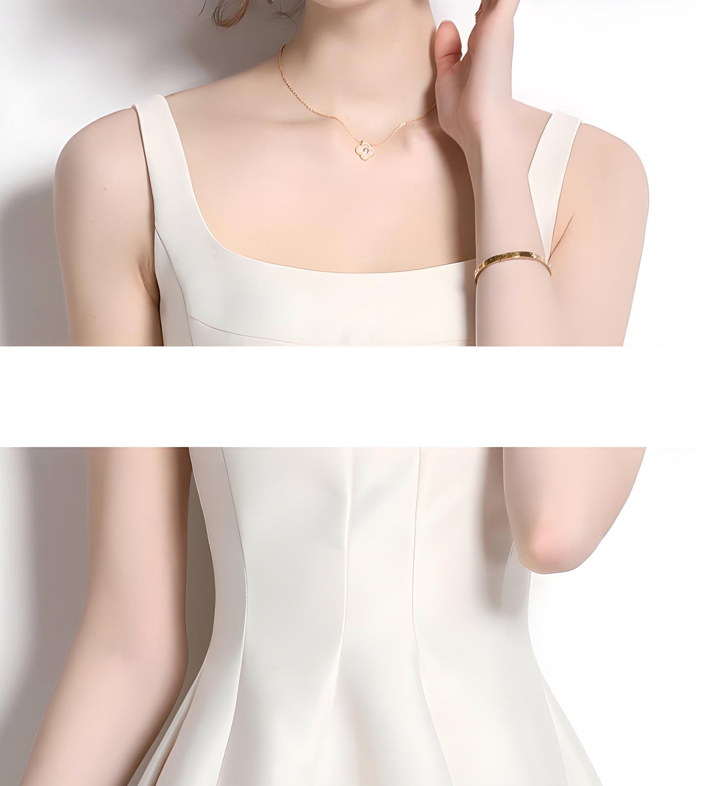 Retro Style Hepburn Skirt Fitted Vest Suspender White Satin Dress - 709210134751_BAS
