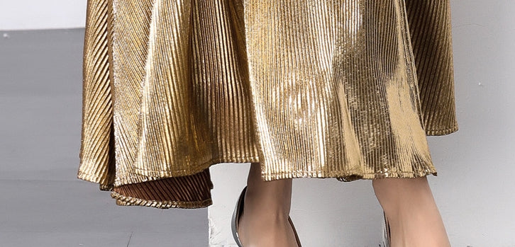 Golden Hour Micro-Pleat Gown - 833726665653_GOL