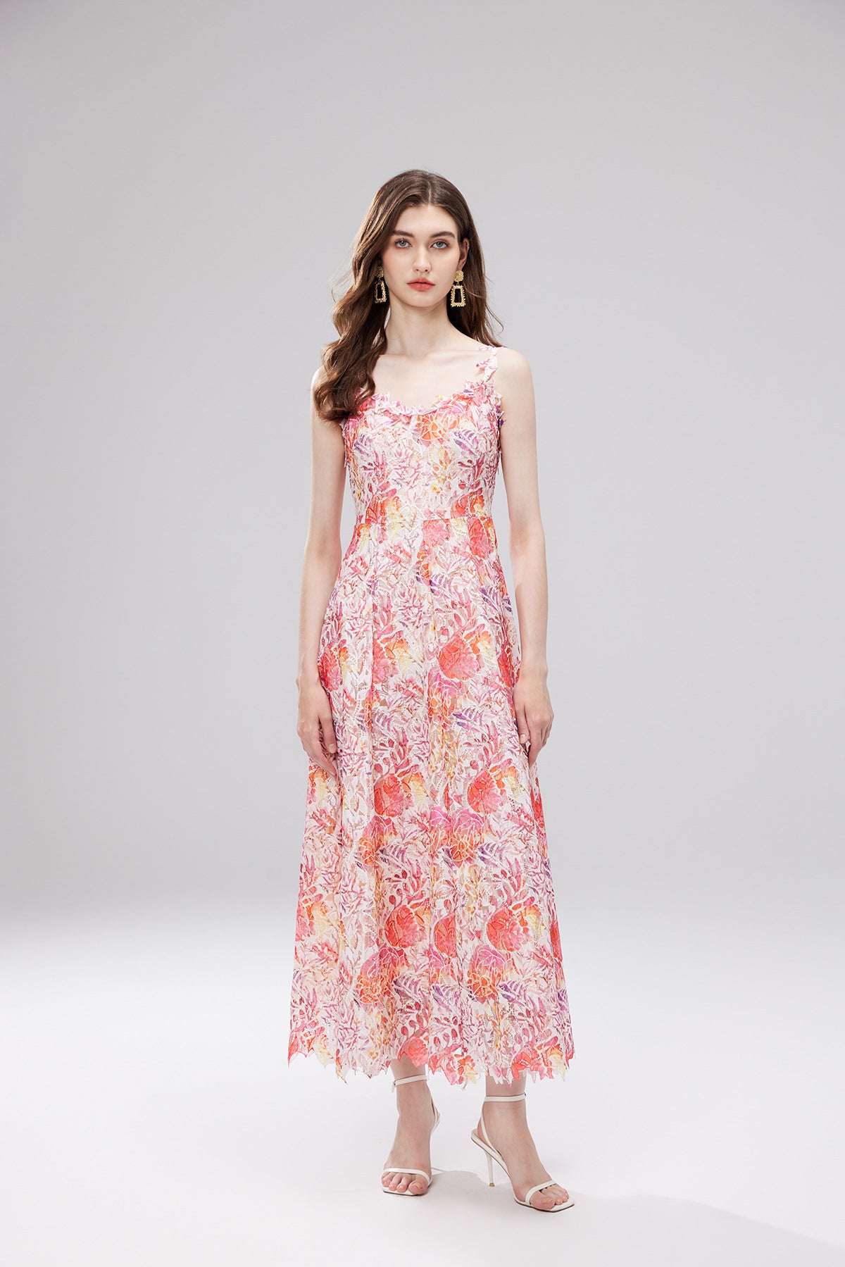 French Lace Garden Pink Beach Holiday Dress - 830698368753_PIN