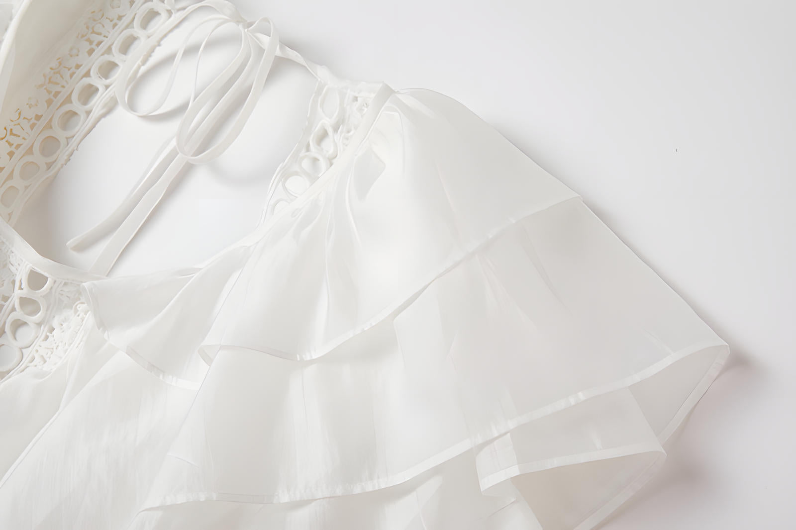 Summer Seaside Vacation French Lace White Long Dress - 812508106214_BAS