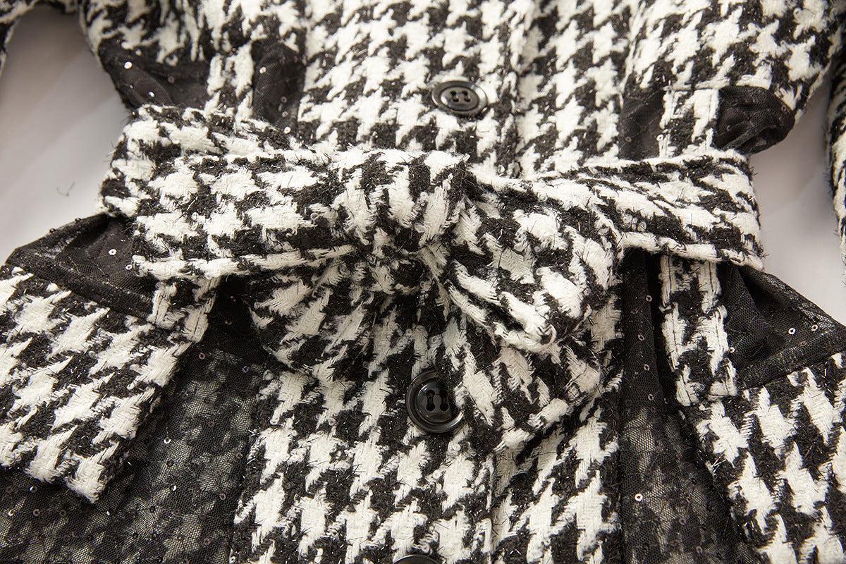 Houndstooth Noir Sequin Coat-Dress - 849998226262_BLACK