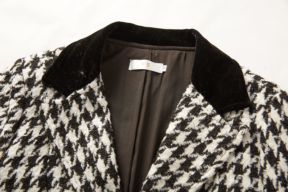 Houndstooth Noir Sequin Coat-Dress - 849998226262_BLACK