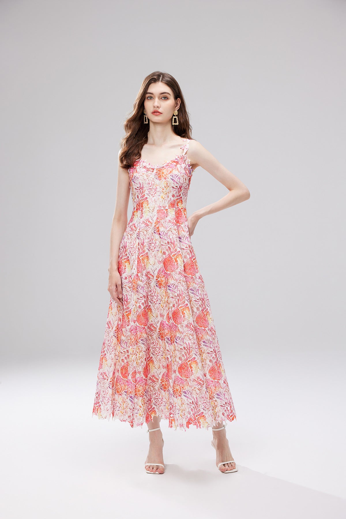 French Lace Garden Pink Beach Holiday Dress - 830698368753_PIN