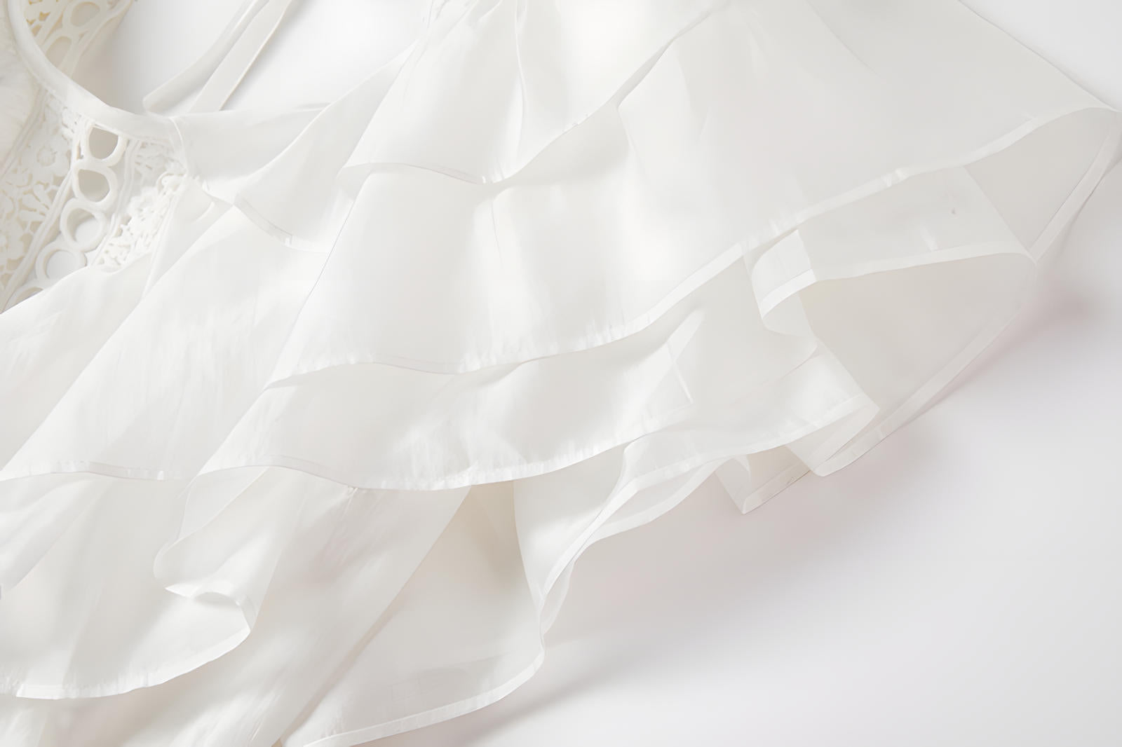 Summer Seaside Vacation French Lace White Long Dress - 812508106214_BAS