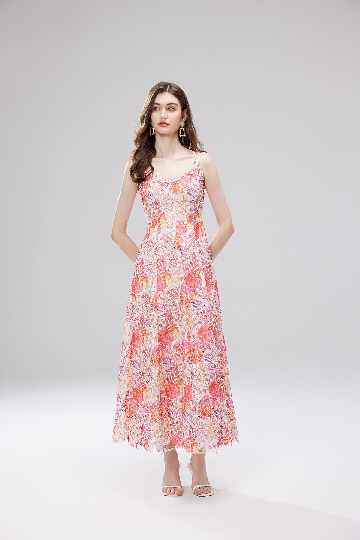 French Lace Garden Pink Beach Holiday Dress - 830698368753_PIN