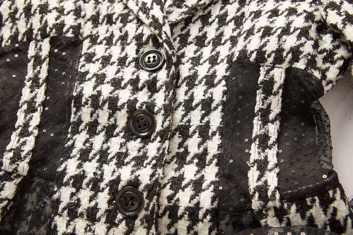 Houndstooth Noir Sequin Coat-Dress - 849998226262_BLACK